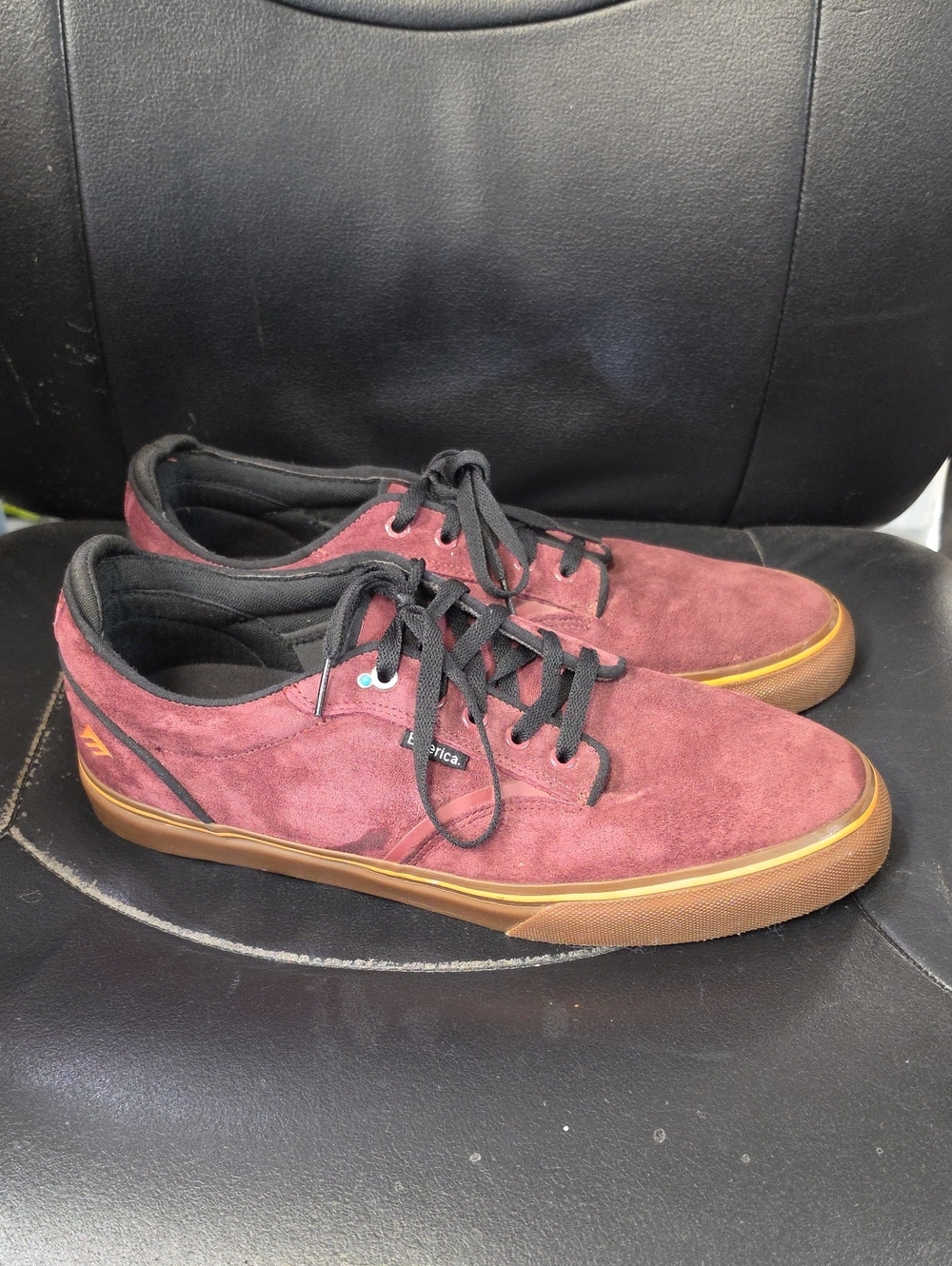 Emerica Men's Burgundy Suede Skate Sneakers with Gum Sole
